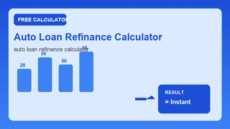 Auto Loan Refinance Calculator — financial formula steps and dollar results (CalcHubly infographic)