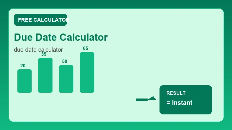 Due Date Calculator — health metrics chart and wellness results (CalcHubly infographic)