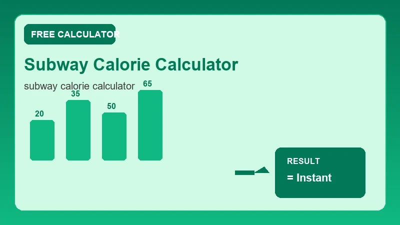 Subway Calorie Calculator — health metrics chart and wellness results (CalcHubly infographic)